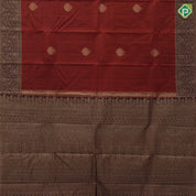 Rust orange gold zari double parrot thilagam design syrup brown gold zari peacock arch banaras style border gift silk saree
