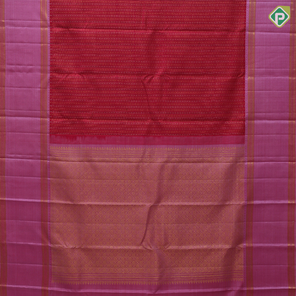 Reddish pink silver gold zari micro diamond checks pale pink gold zari retta pattai border traditional silk saree