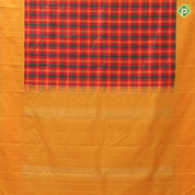 Brighten multi color checks design mango yellow gold zari retta pett border paalum pazhamum traditional silk saree