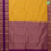 Mango gold zari multi designed shapes Purple gold zari peacock lines retta pattai border grand silk saree