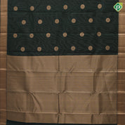 Bottle Green Gold Zari Vairaoosi Lines Chagara Design Self Colour Ruthracham Mayilkan Border Design Traditional Silk Saree