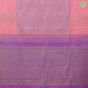 Light pink multi color thread work zig zag design self gold zari big fancy floral butta motifs border trendy designer silk saree