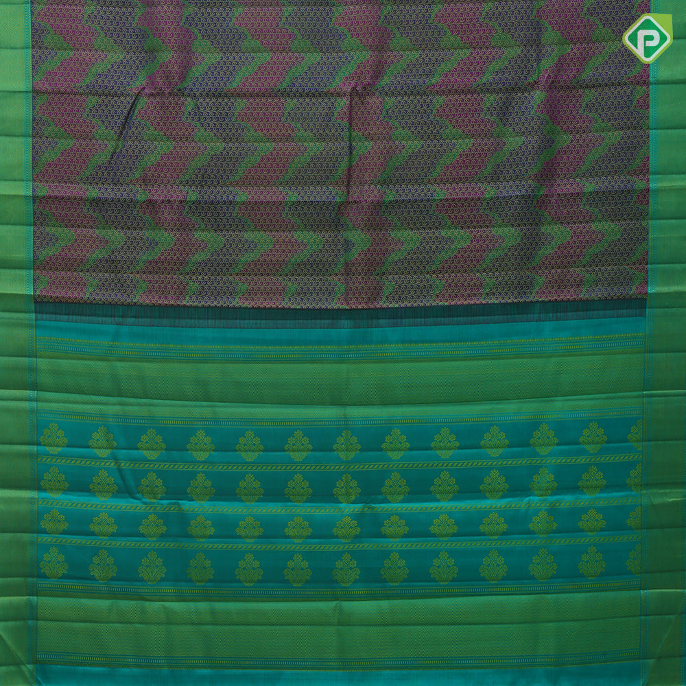 Multi Colour Vankey Floral Design Rexsona Green Thread Weave Border Design Trendy Silk Saree