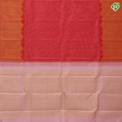 Tomato red cream white checked design Self color gold zari turning border traditional silk saree