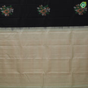 Luxury black with multi color zari flower bunch butta design borderless luxury black silk saree