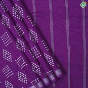 Light color base white dots grouped shapes design self silver zari border fancy chiffon sarees