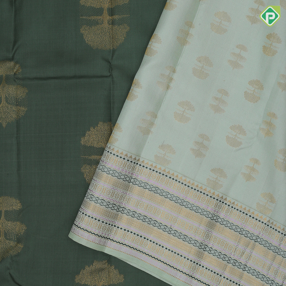 Mint green gold zari tree and shade butta design rexona green gold zari meena work border traditional silk saree