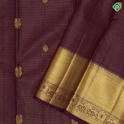 Purple gold zari vairaoosi and peacock rudraksham motifs self gold zari floral design border traditional silk saree