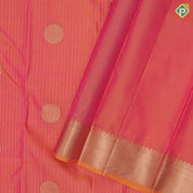 Pinkish Yellow Gold Zari Vairaoosi Lines Chagaram Design Self Colour Ruthracham mayilkan Border Design Traditional Silk Saree