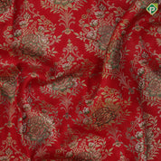 senduram red gold zari grand thilagam meena work design cream multi color peacock and garden fancy border bridal tissue silk saree