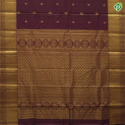 Purple gold zari vairaoosi and peacock rudraksham motifs self gold zari floral design border traditional silk saree