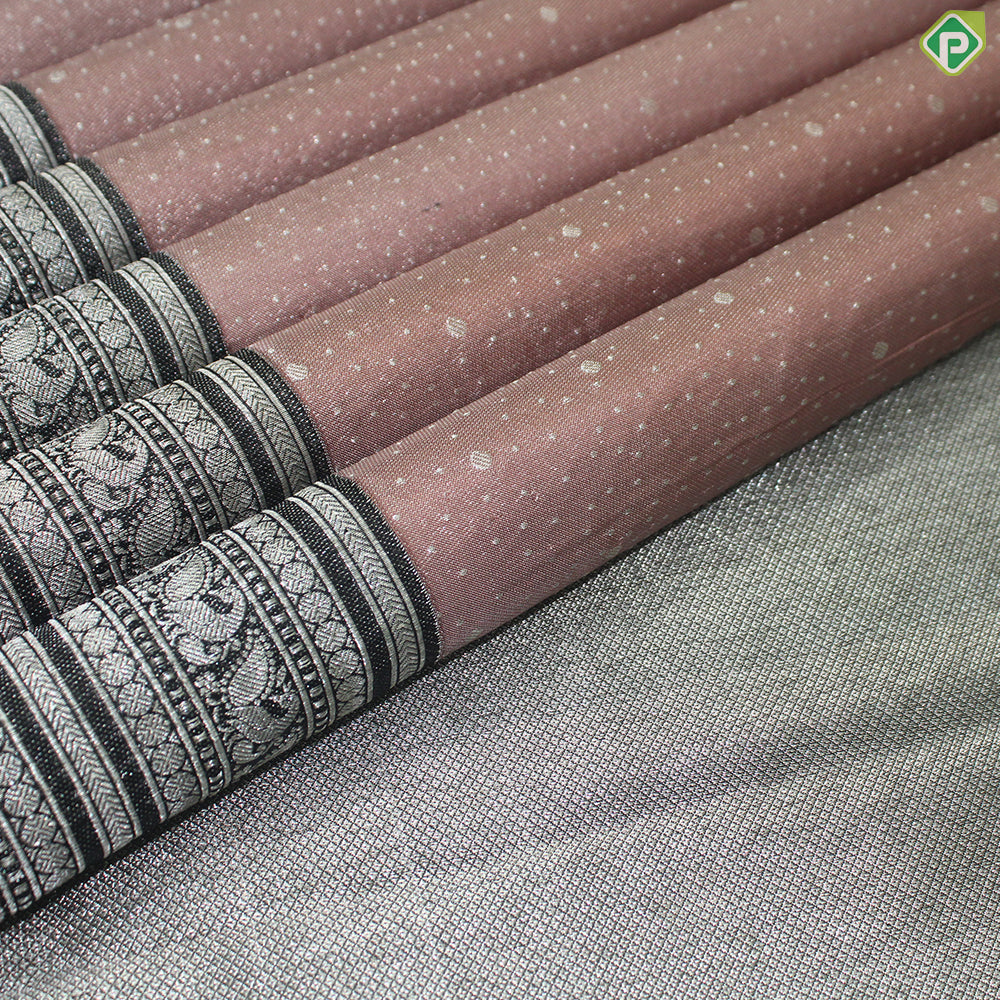 Dusty Pink Silver Zari With Block Color Silver Zari Border Fancy Trendy Silk Saree
