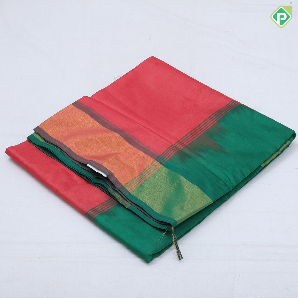 Darker color shades plain design contrast color border gold tissue border silk cotton saree