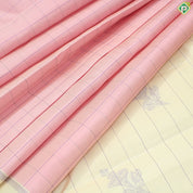 Rose Pink Checks With Creamy White Border Traditional Silk Saree