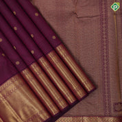 magenta gold zari vairaoosi and butta motifs design self gold zari mayilkan rack border traditional silk saree