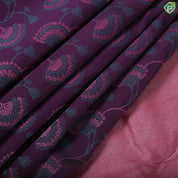 Purple multi color floral embossed design self multi color zari fancy butta border trendy silk saree