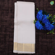 Milk white gold zari mayilkan border 8*4 Dhoti 3 in 1 Vesti Set