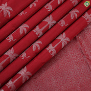 Rani Red silver gold zari leopard under tree butta design self silver gold zari fancy border soft silk saree