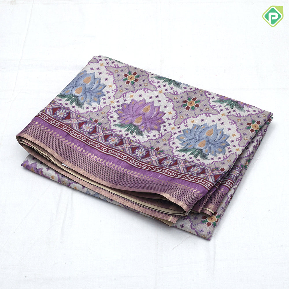 Fancy lotus digital printed Self multi designed border trending fancy Saree