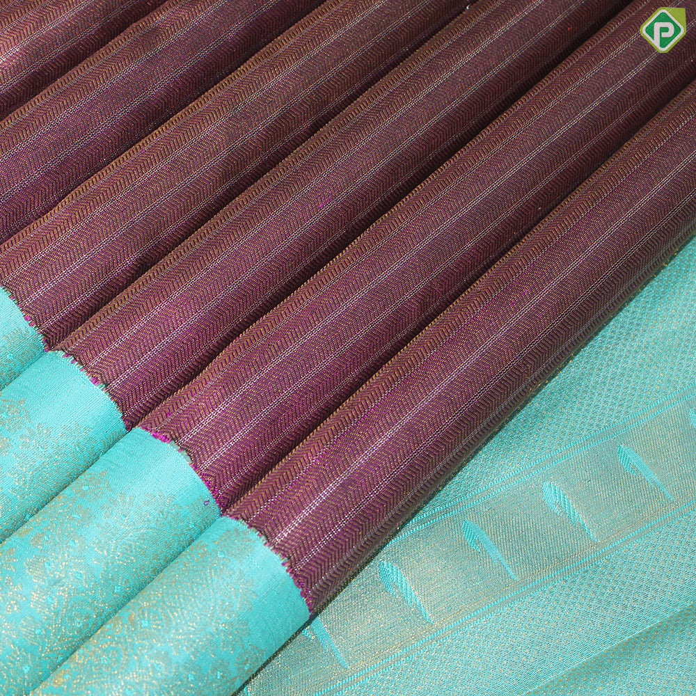 Magenta With Silver Zari Stripes Contrast Ananda Colour Gold Zari Border Traditional Silk Saree
