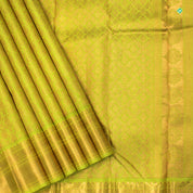 Lime Green Colour Small Thilagam Fancy Floral Motifs Grand Bridal Silks Saree