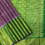 Lavendar Pink With Forest Green Pure Kanchi  Bhandhini Silks Saree