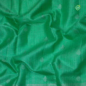 Pista Green Silver Zari Weaved Four Line Rudraksham Border Traditional Silk Saree