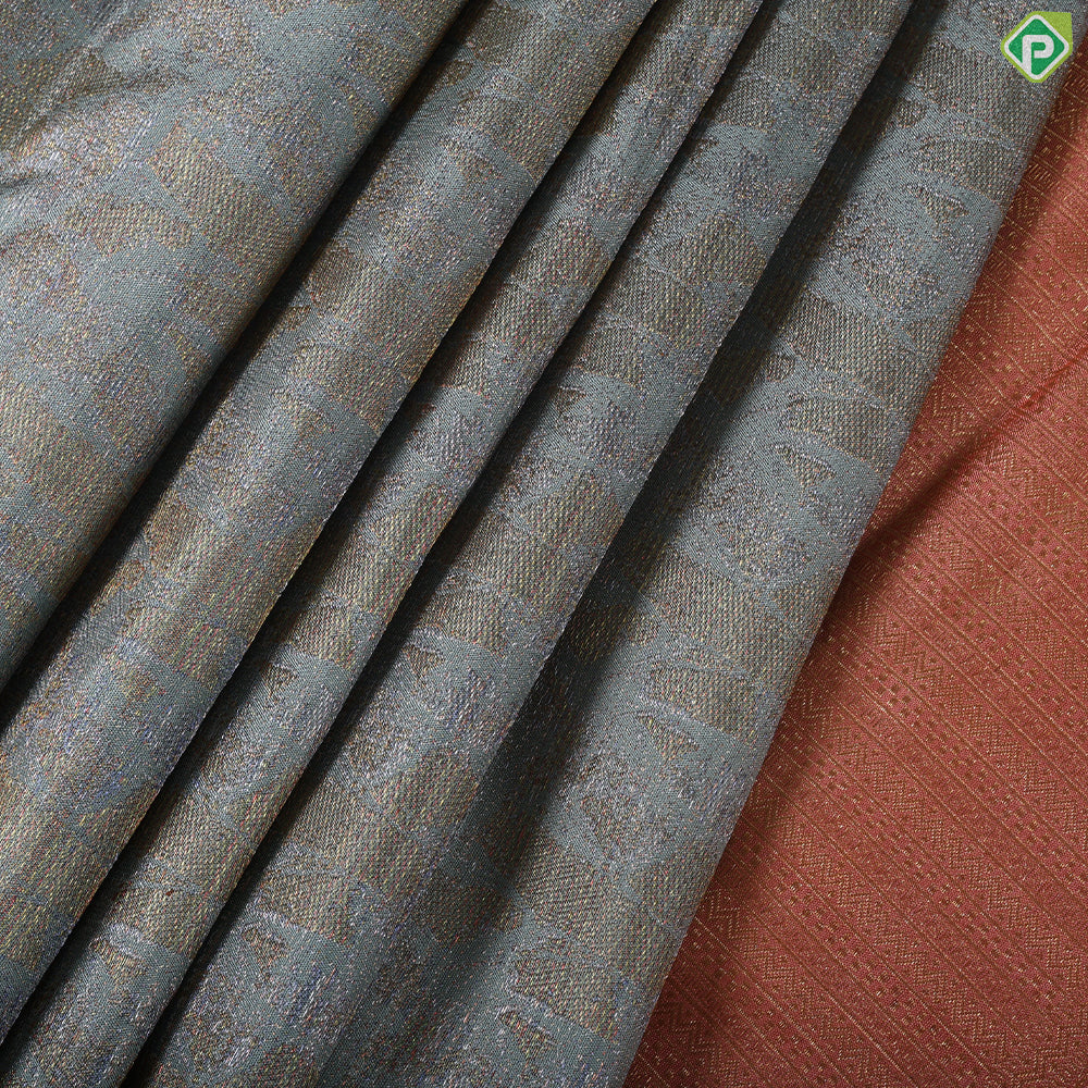 Mint green gold neem zari embossed design self silver gold zari tree butta border trendy silk saree