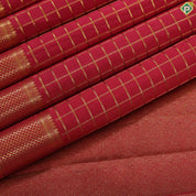 Tomato red gold zari kattam checkered design self gold zari mayikan border madisar 9 yards silk saree