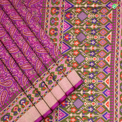 Magenta Pink Colour All Over Jamdhani Work Motifs Banarasi Silks Saree