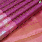 Pink Gold Zari Zig-Zag Design With Peach Pink Color Traditional Silk Saree