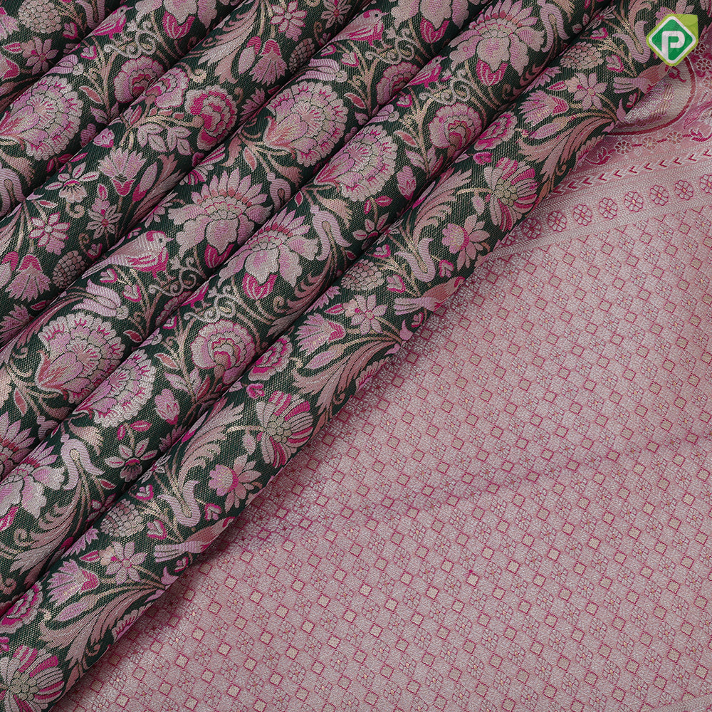 olive green silver gold zari by zari grand floral meena work lavender pink gold zari elephant border tissue silk saree