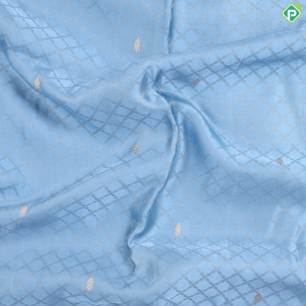 Blueish grey with Rangoli checked design and butta butta design satin fancy saree