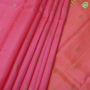 pale pink gold zari fancy butta orange gold zari diamond design one side border silk saree