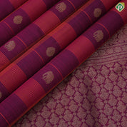 Purple pink base orange combo gold zari elephant chakkaram butta self god zari rettapet border traditional silk saree