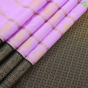 Lavender gold zari Lines and Butta Design contrast dark green peacock butta border art silk gift saree