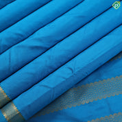 Peacock blue plain weaved self gold zari Edge border madisar 9 yards silk saree