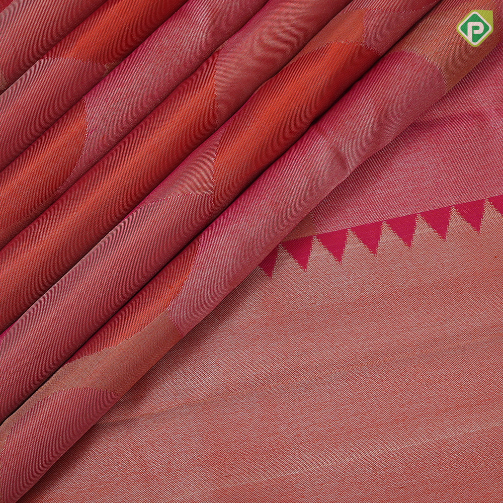 Pink shades with Orange Bubble Design Tissue weaved silk saree