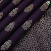 Grape purple silver gold zari kandapiranda butta self silver gold zari bavanji border traditional silk saree