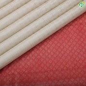 White gold zari geomatical full body design contrast red gold zari peacock annam butta lines border grand bridal silk saree