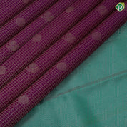 Purple Gold Zari Small Checks Peacock Chagaram Design Rama Green Mayilkan Floral Border Design Traditional Silk Saree