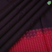 Purple Colour Gold Zari Vairaoosi Lines Design Rani Pink Temple Ruthracham Border Design Soft Silk Saree