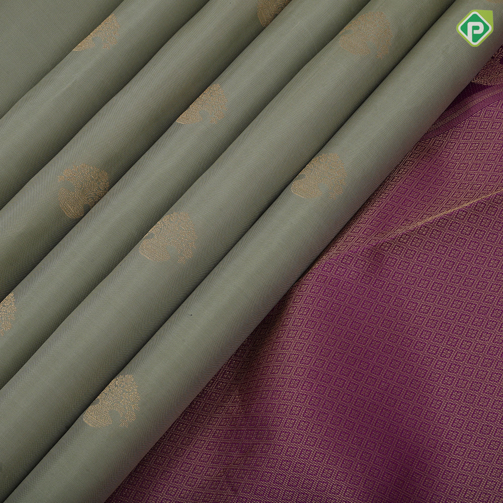 Vanilla Gold Zari Flower Pot Butta Design Pink Colour Floral Mayilkan Border Design Traditional Silk Saree