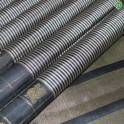 Gray And Block Color Lines Gold Zari With Block Color Peacock Chakaram Design Traditional Silk Saree