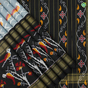 Pewter Gray With Black Colour Ikkat With Patola Silks Saree