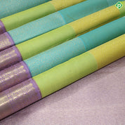 Multi Color Checks Gold Zari With Pink color Border Traditional Silk Saree