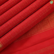 Brick red gold zari mid dotted Checkered design and self gold zari edge border traditional silk saree