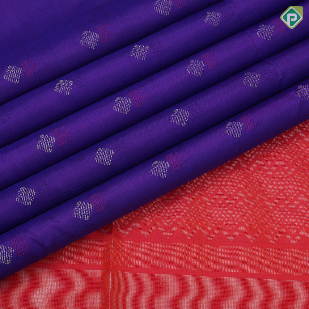 Tomato red silver zari silk thread fancy butta mustard yellow silver zari temple border soft silk saree