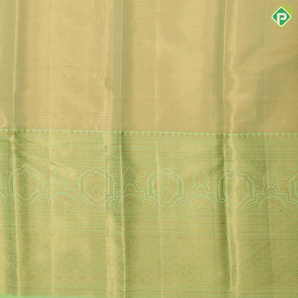 Peach pink gold  and silver zari by zari tissue meena work pista green gold zari diamond border pattu paavadai lehanka