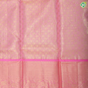 Orange and green base silver gold zari fancy design leaf green gold zari rangoli border pattu paavadai lehanka